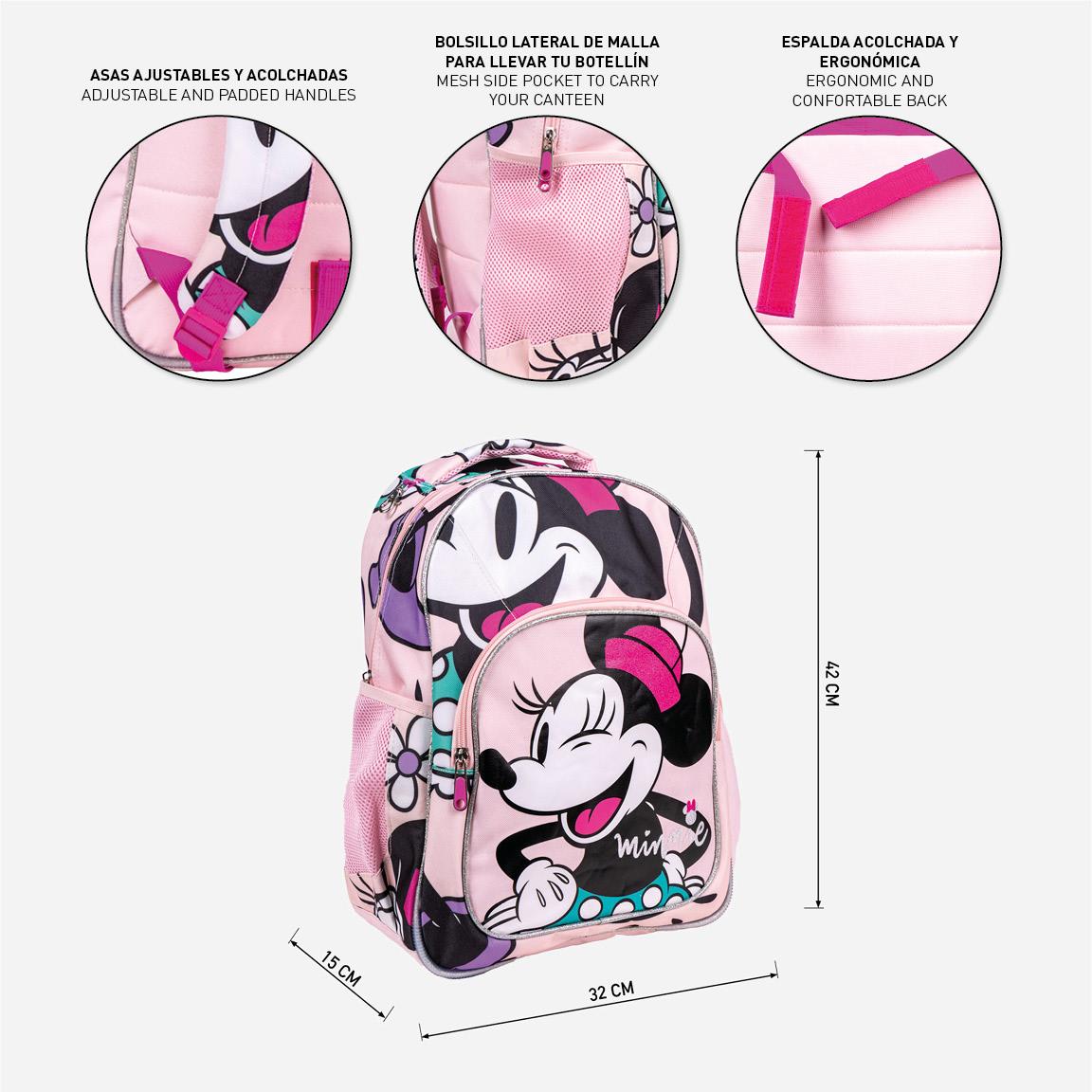 Mochila escolar mediana 42 cm minnie