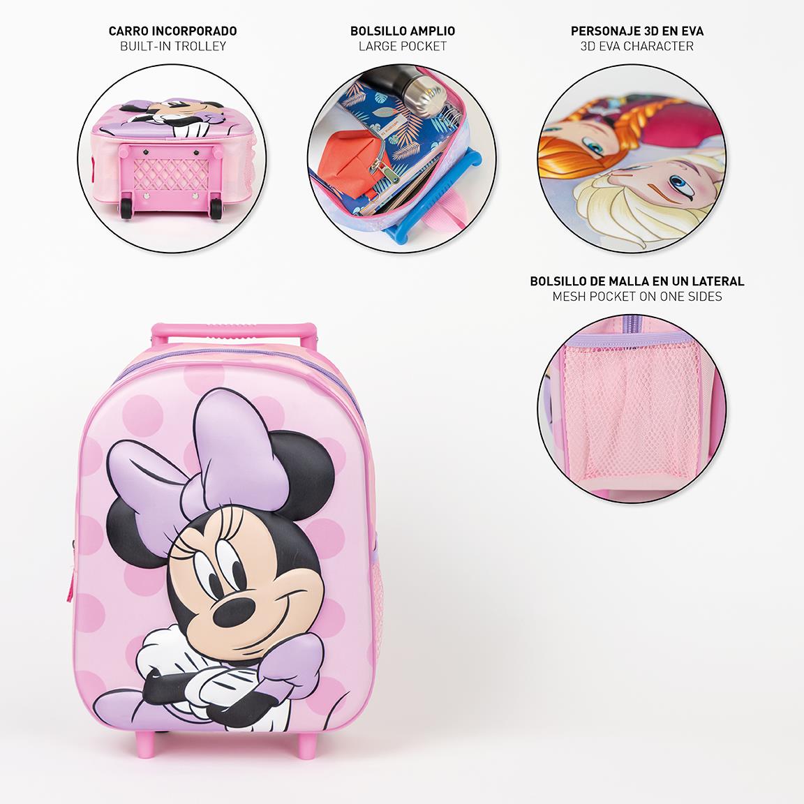 Mochila infantil trolley 3d minnie