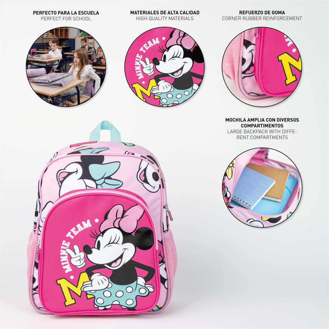 Mochila escolar mediana 38 cm minnie