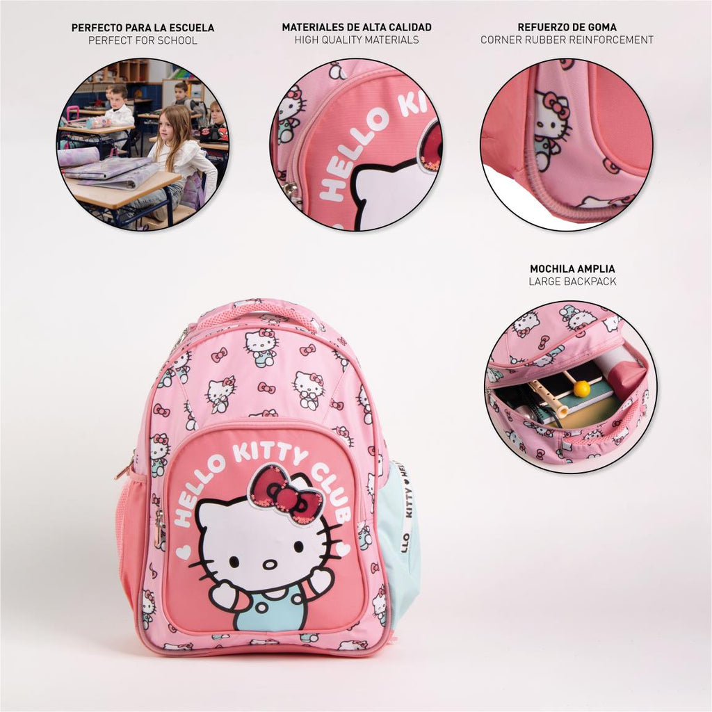 Mochila escolar mediana 42 cm hello kitty