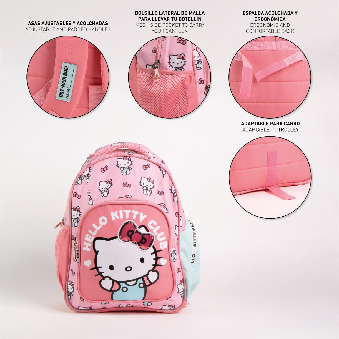 Mochila escolar mediana 42 cm hello kitty