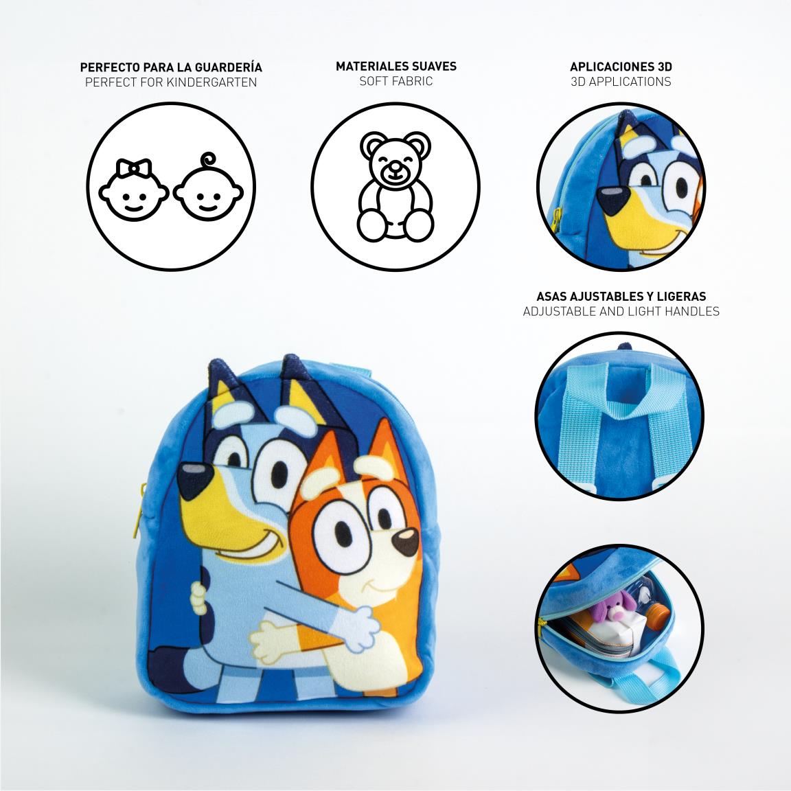 Mochila guarderia personaje peluche bluey