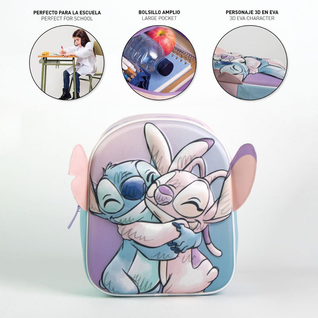 Mochila infantil 3d aplicaciones stitch