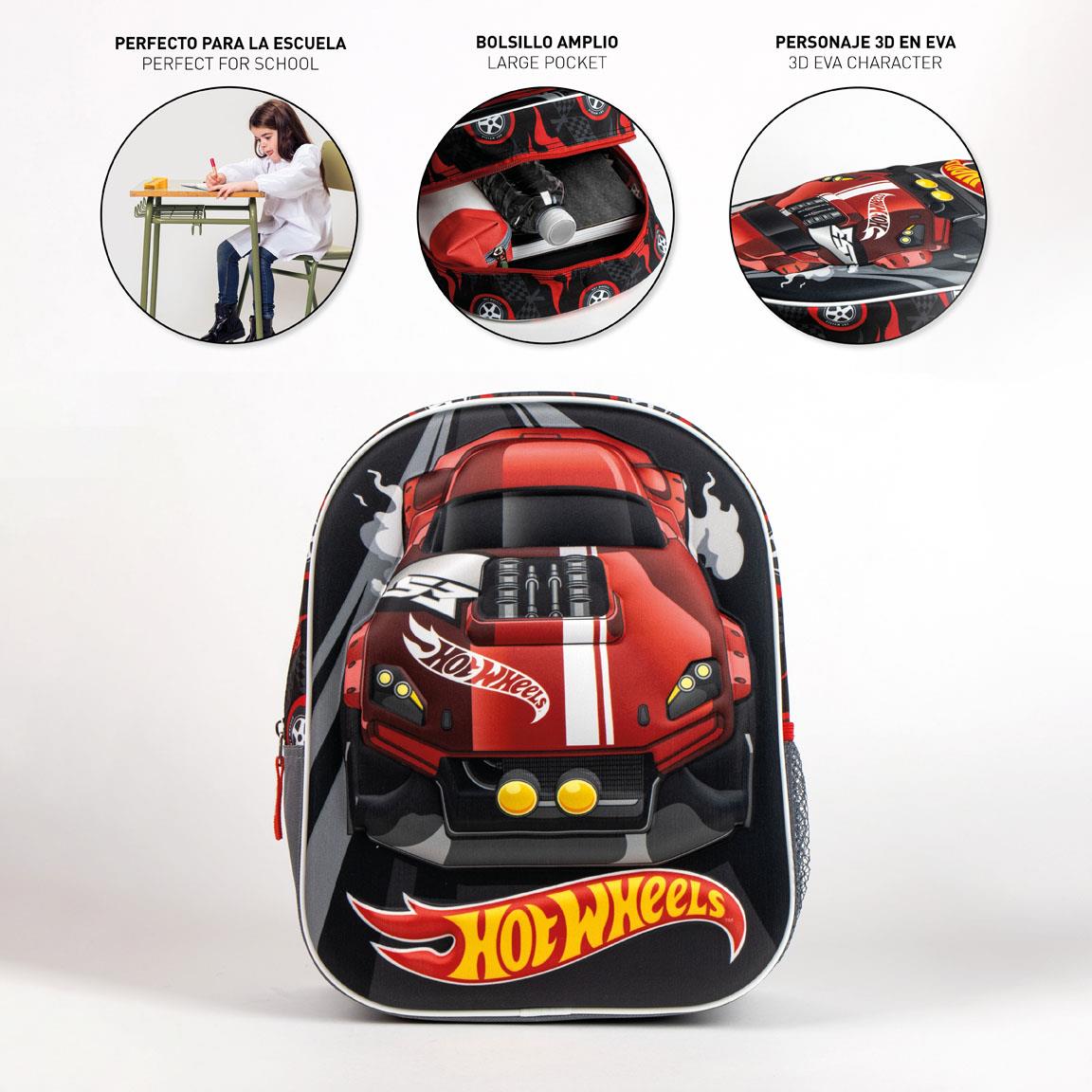 Mochila infantil 3d hot wheels