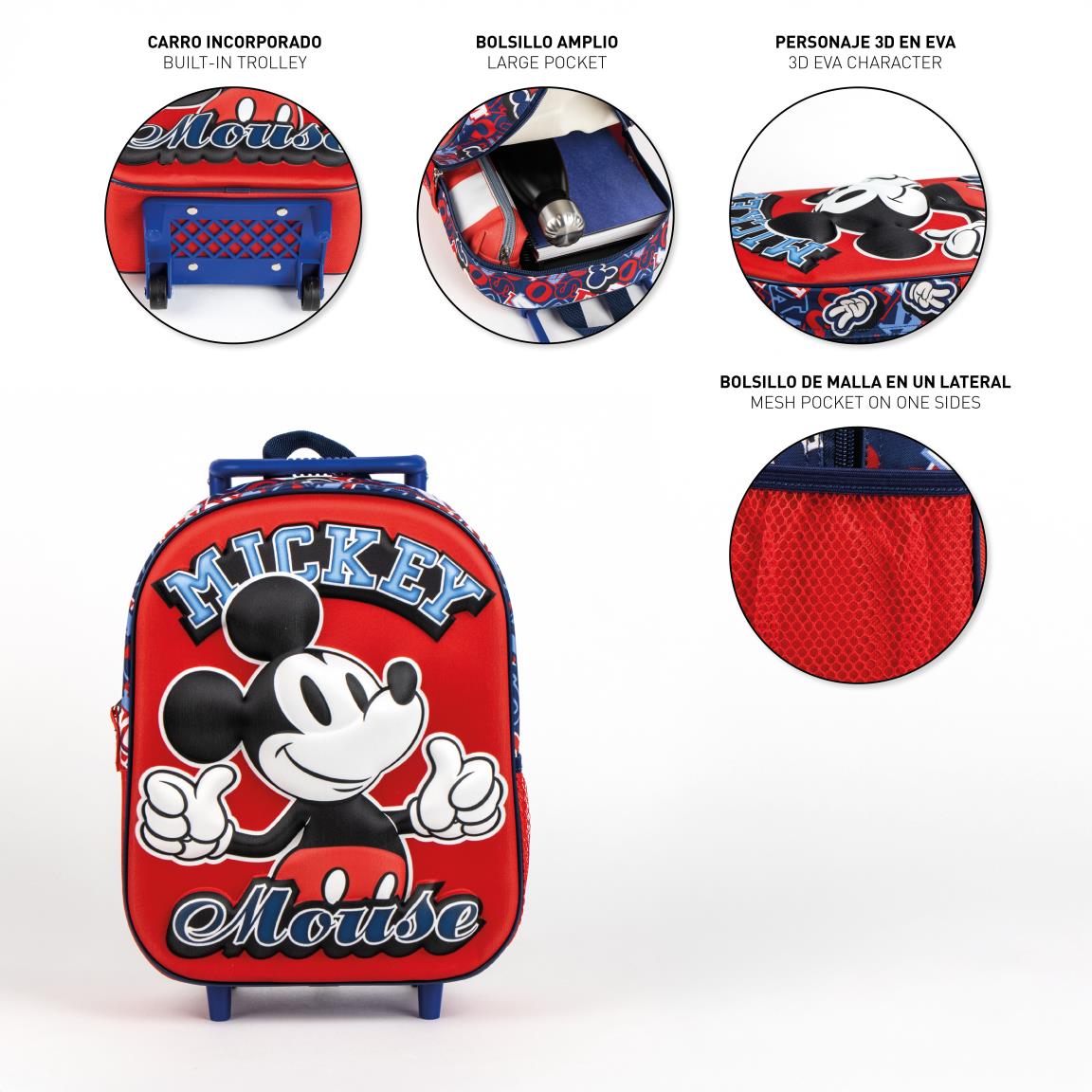 Mochila infantil trolley 3d mickey
