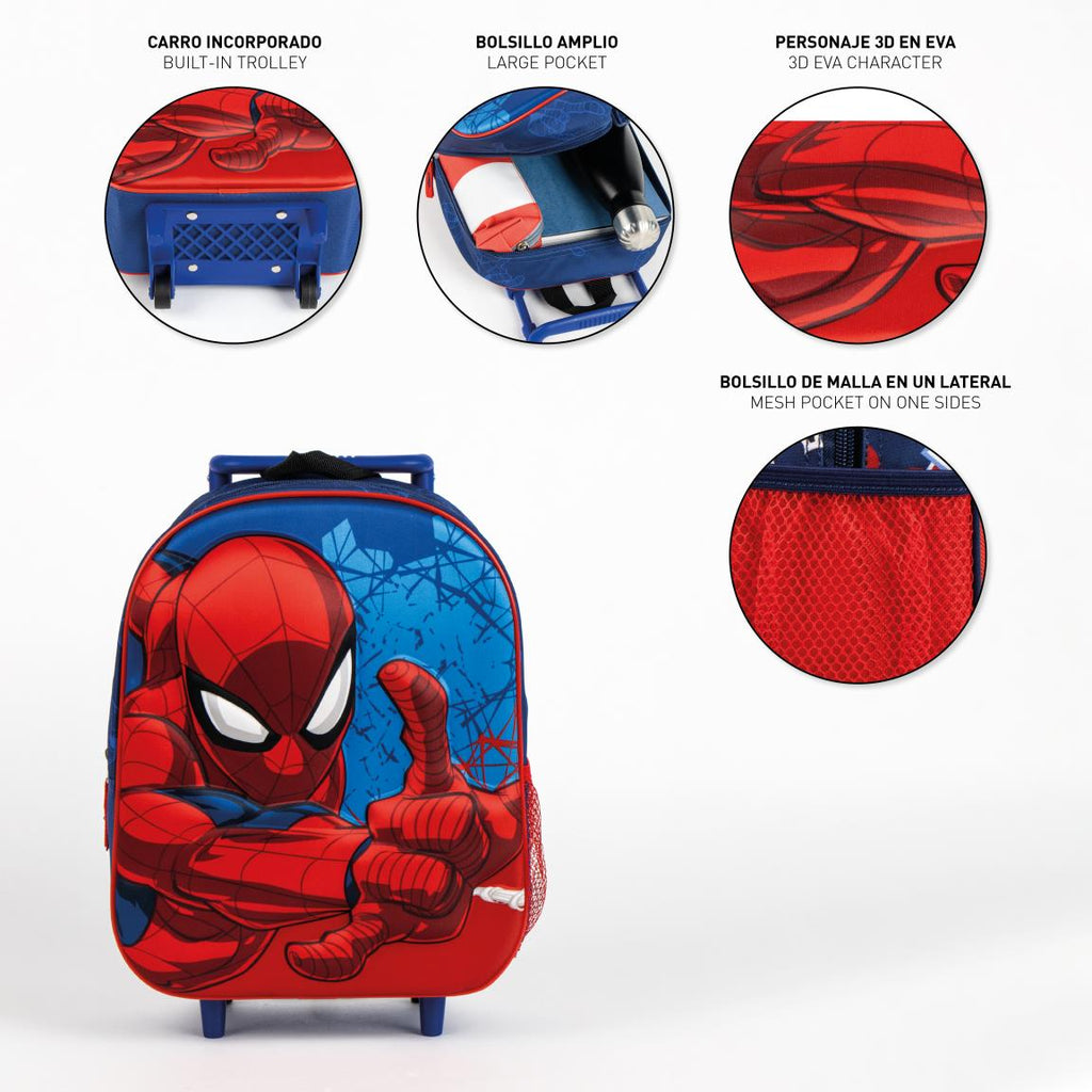 Mochila infantil trolley 3d spiderman