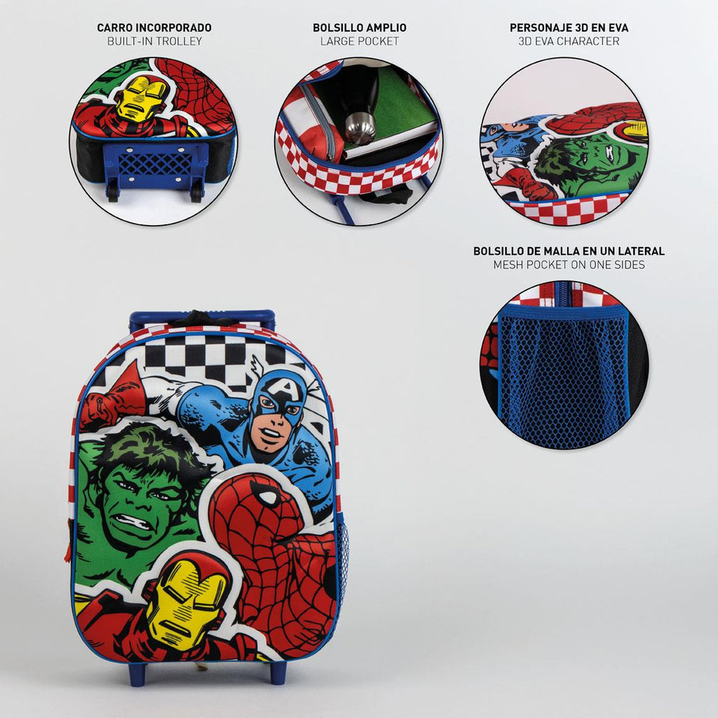 Mochila infantil trolley 3d avengers