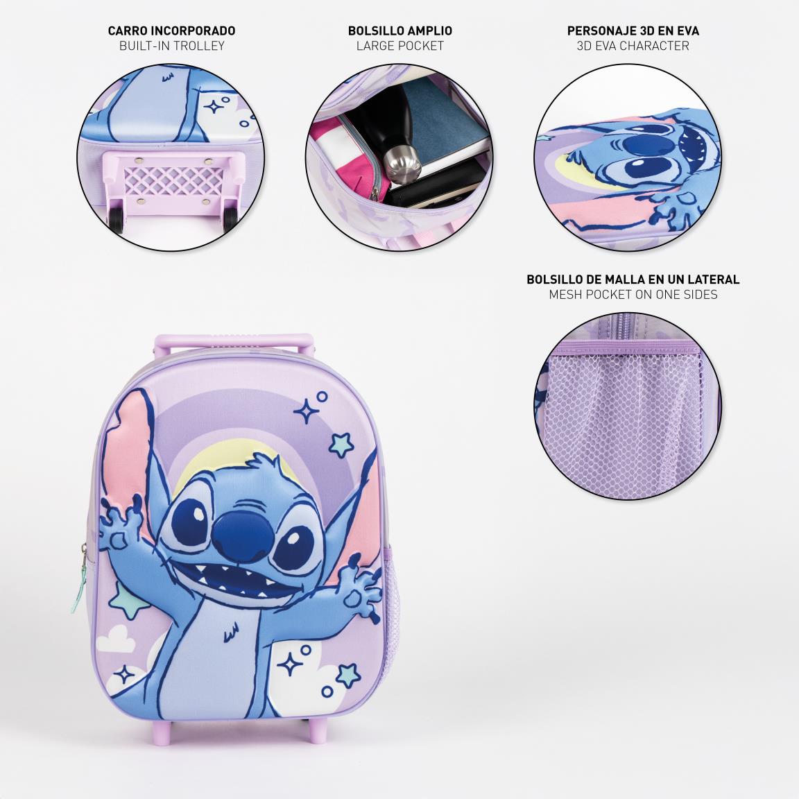 Mochila infantil trolley 3d stitch