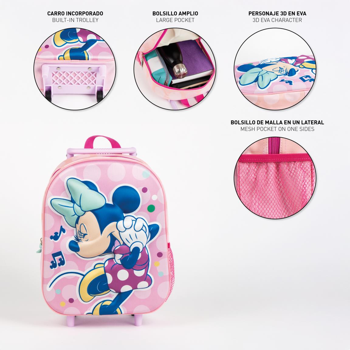 Mochila infantil trolley 3d minnie
