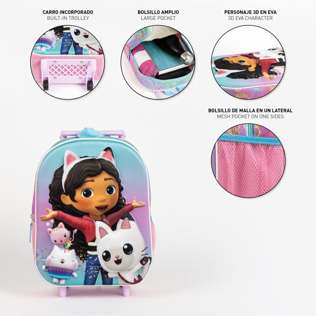 Mochila infantil trolley 3d gabby´s dollhouse