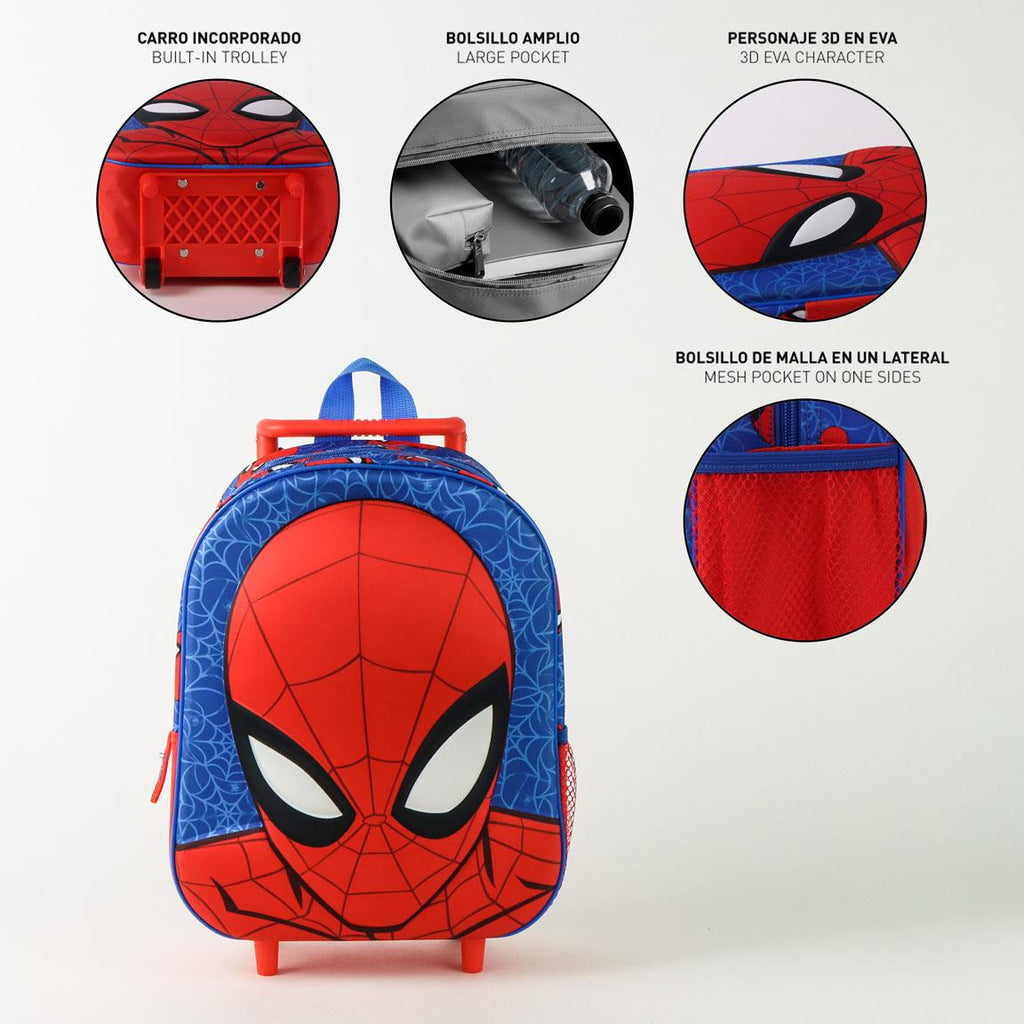 Mochila infantil trolley 3d spiderman