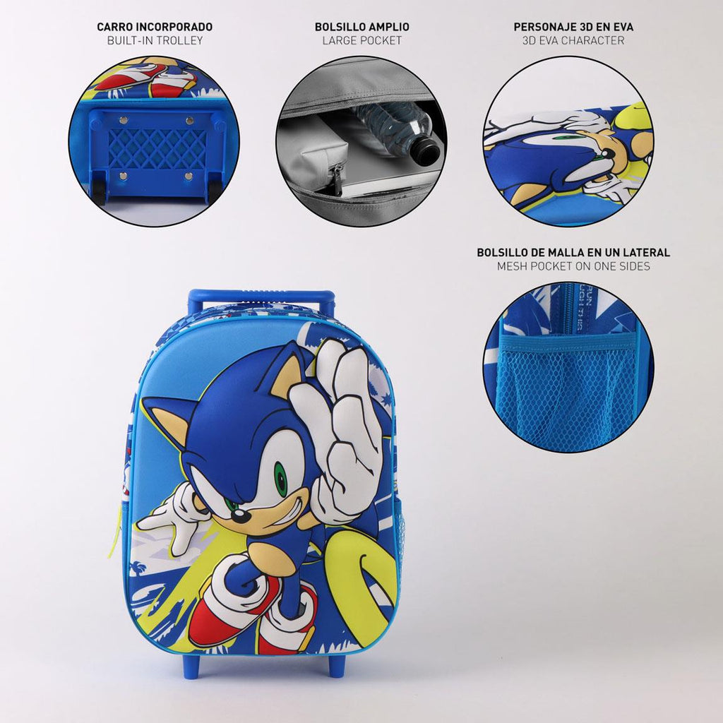 Mochila infantil trolley 3d sonic
