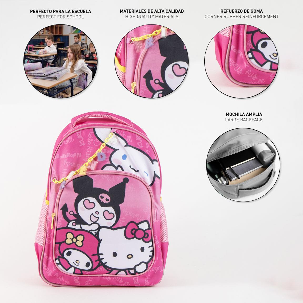 Mochila escolar mediana 42 cm hello kitty