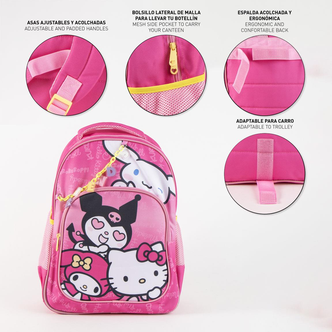 Mochila escolar mediana 42 cm hello kitty