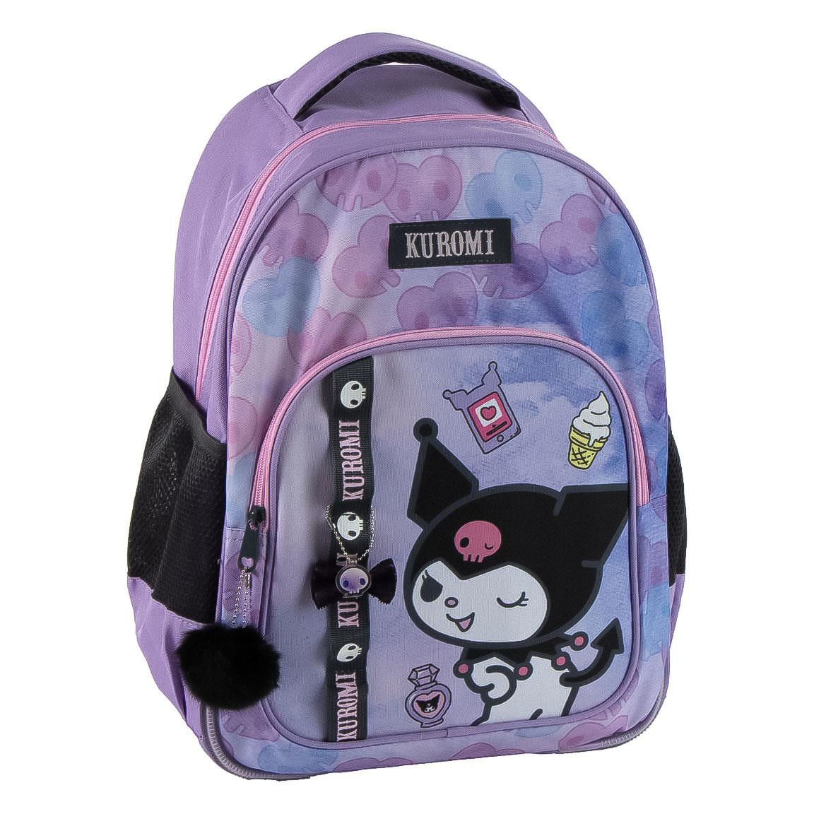 Mochila escolar mediana 42 cm hello kitty kuromi