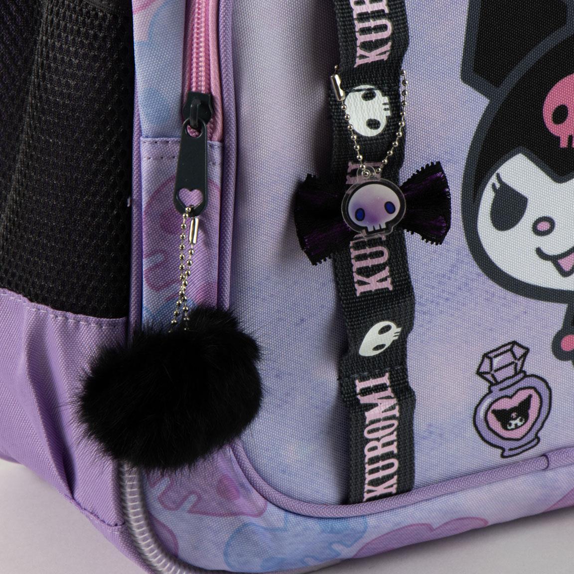 Mochila escolar mediana 42 cm hello kitty kuromi