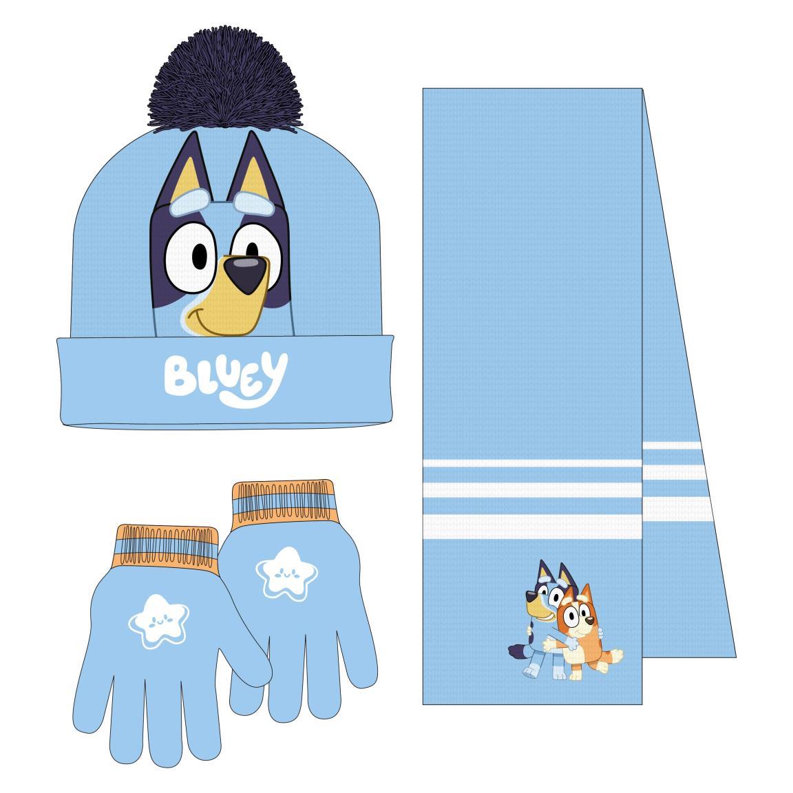 Conjunto 3 piezas bufanda bluey