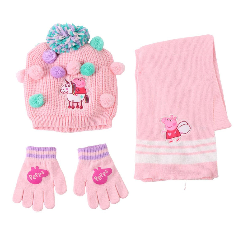 Conjunto 3 piezas bufanda peppa pig