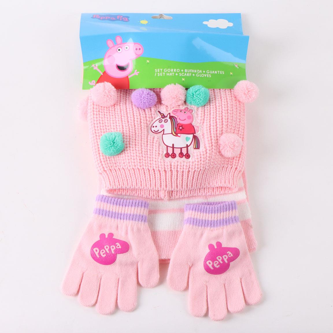 Conjunto 3 piezas bufanda peppa pig