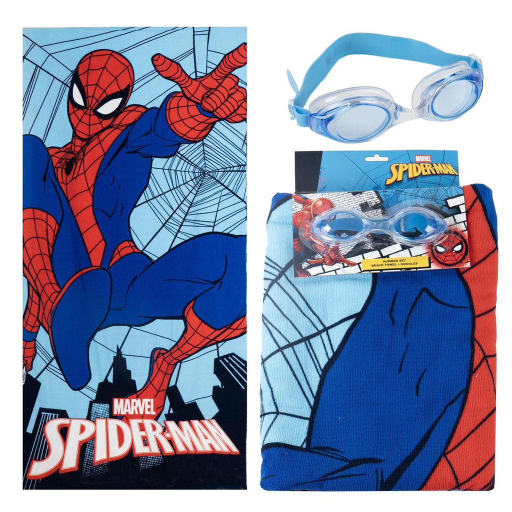 Toalla set gafas natación spiderman