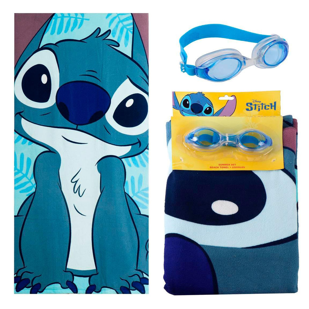 Toalla set gafas natación stitch