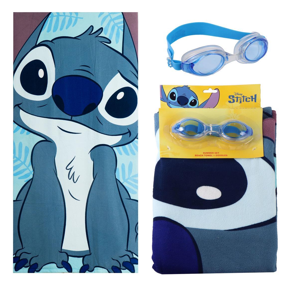 Toalla set gafas natación stitch