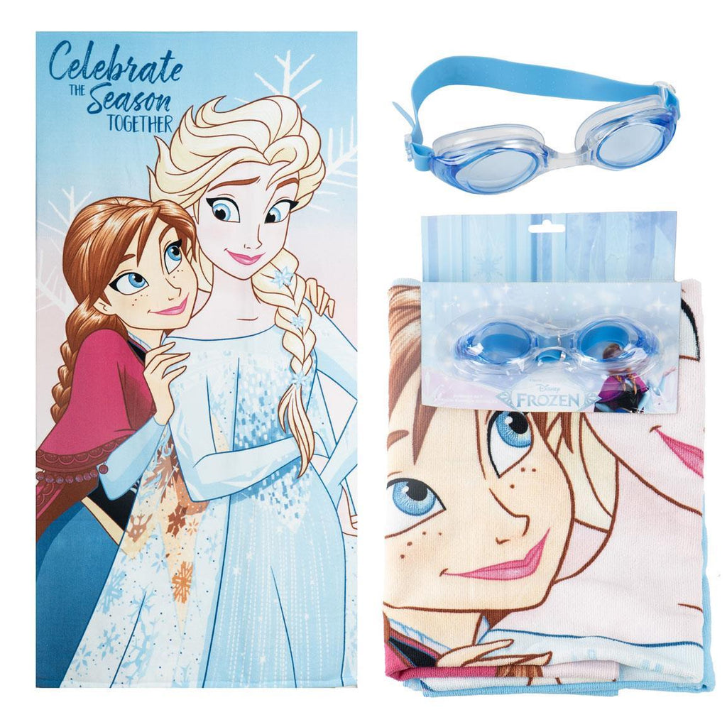 Toalla set gafas natación frozen