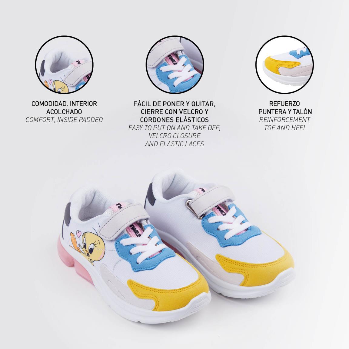 Deportiva suela pvc con luces looney tunes piolin