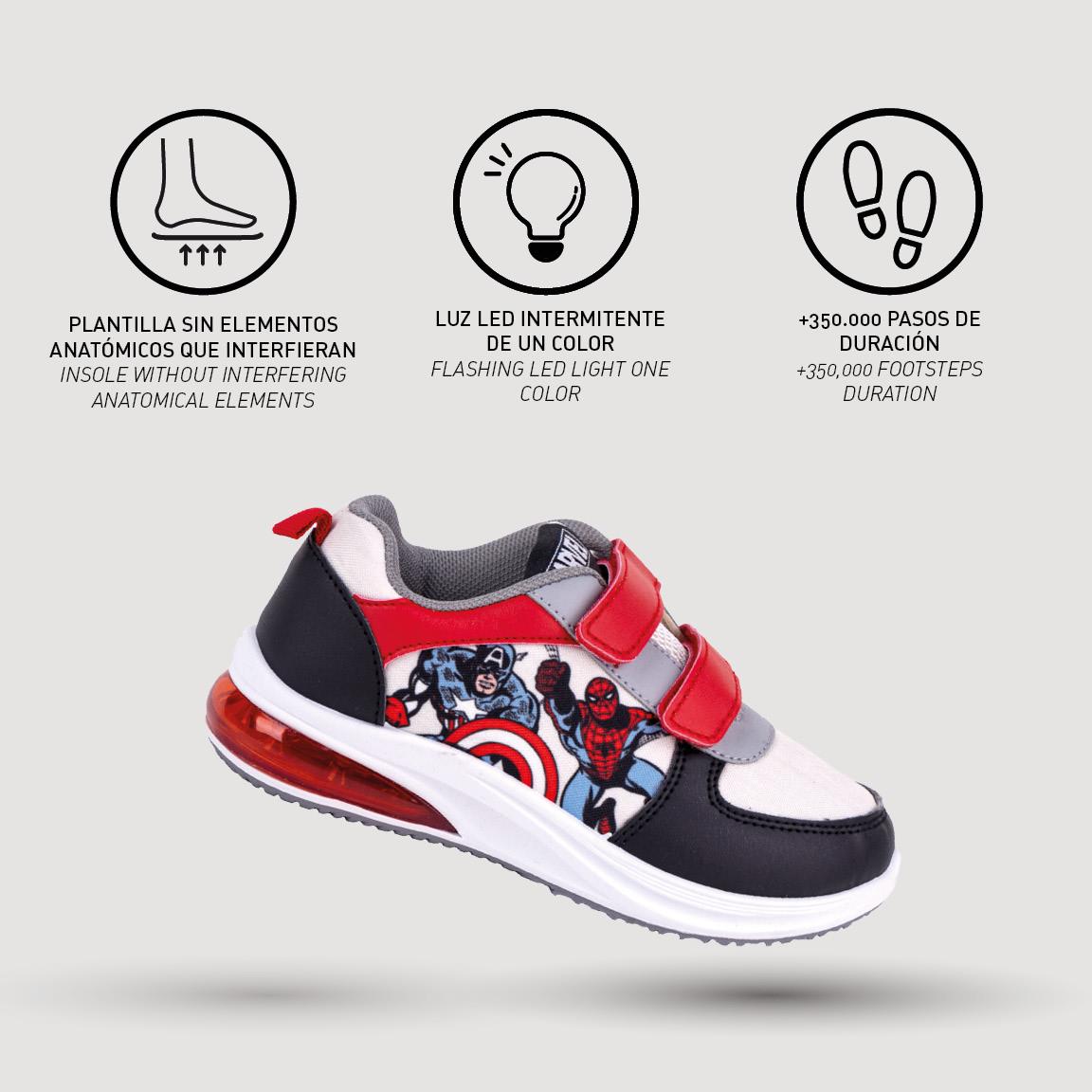 Deportiva suela pvc con luces avengers