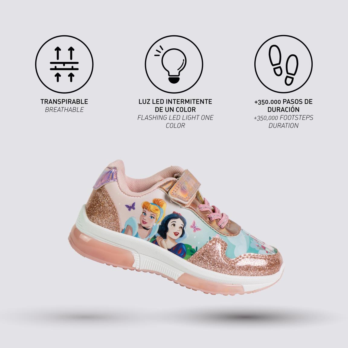 Deportiva suela pvc con luces princess