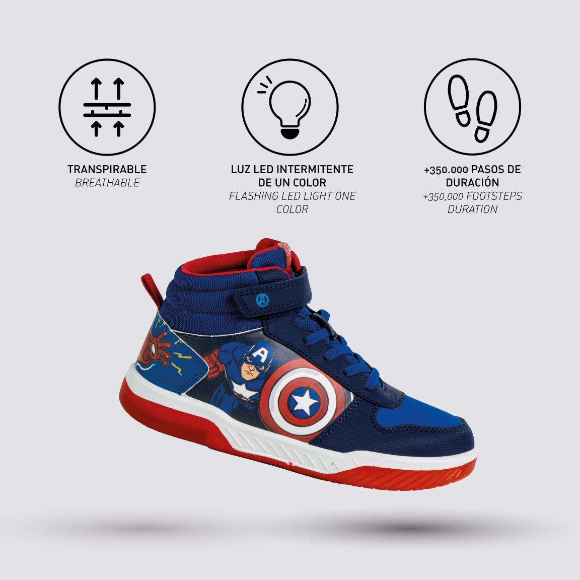 Deportiva suela pvc con luces avengers