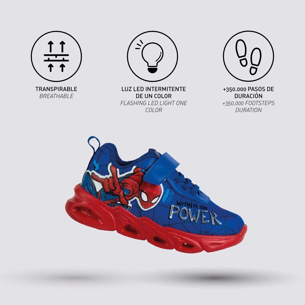 Deportiva suela ligera eva con luces spiderman