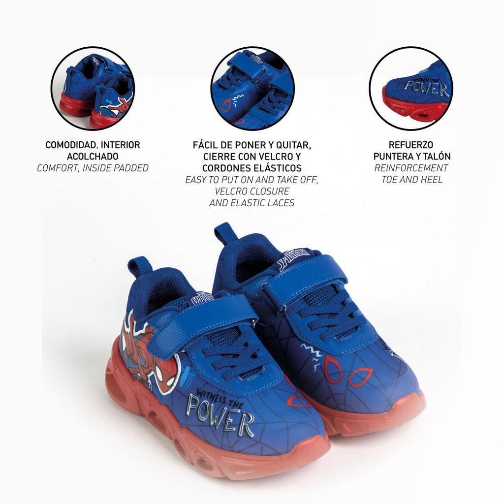 Deportiva suela ligera eva con luces spiderman