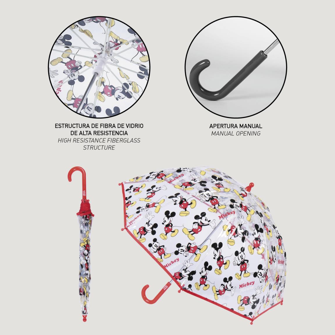 Paraguas manual poe burbuja mickey
