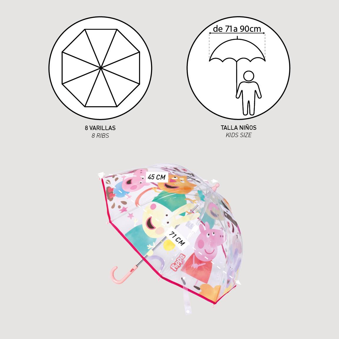 Paraguas manual poe peppa pig