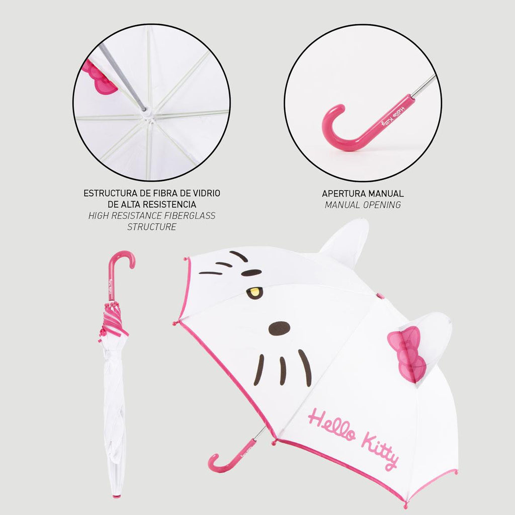 Paraguas manual aplicaciones hello kitty