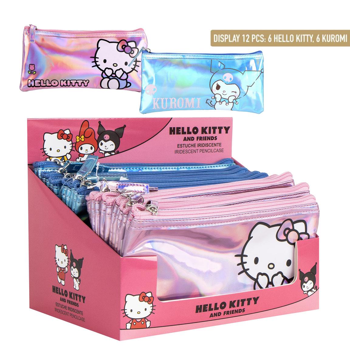 Estuche portatodo iridiscente hello kitty kuromi