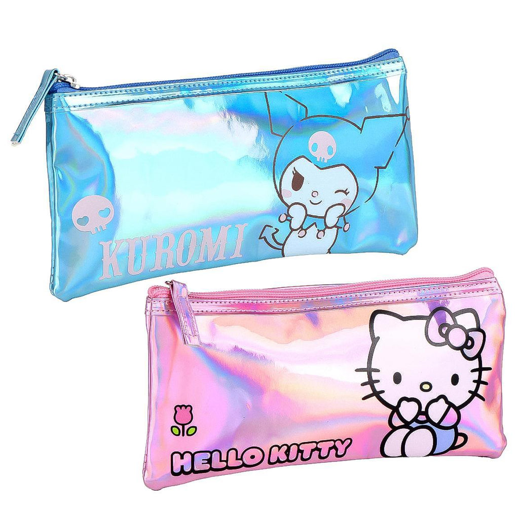 Estuche portatodo iridiscente hello kitty kuromi