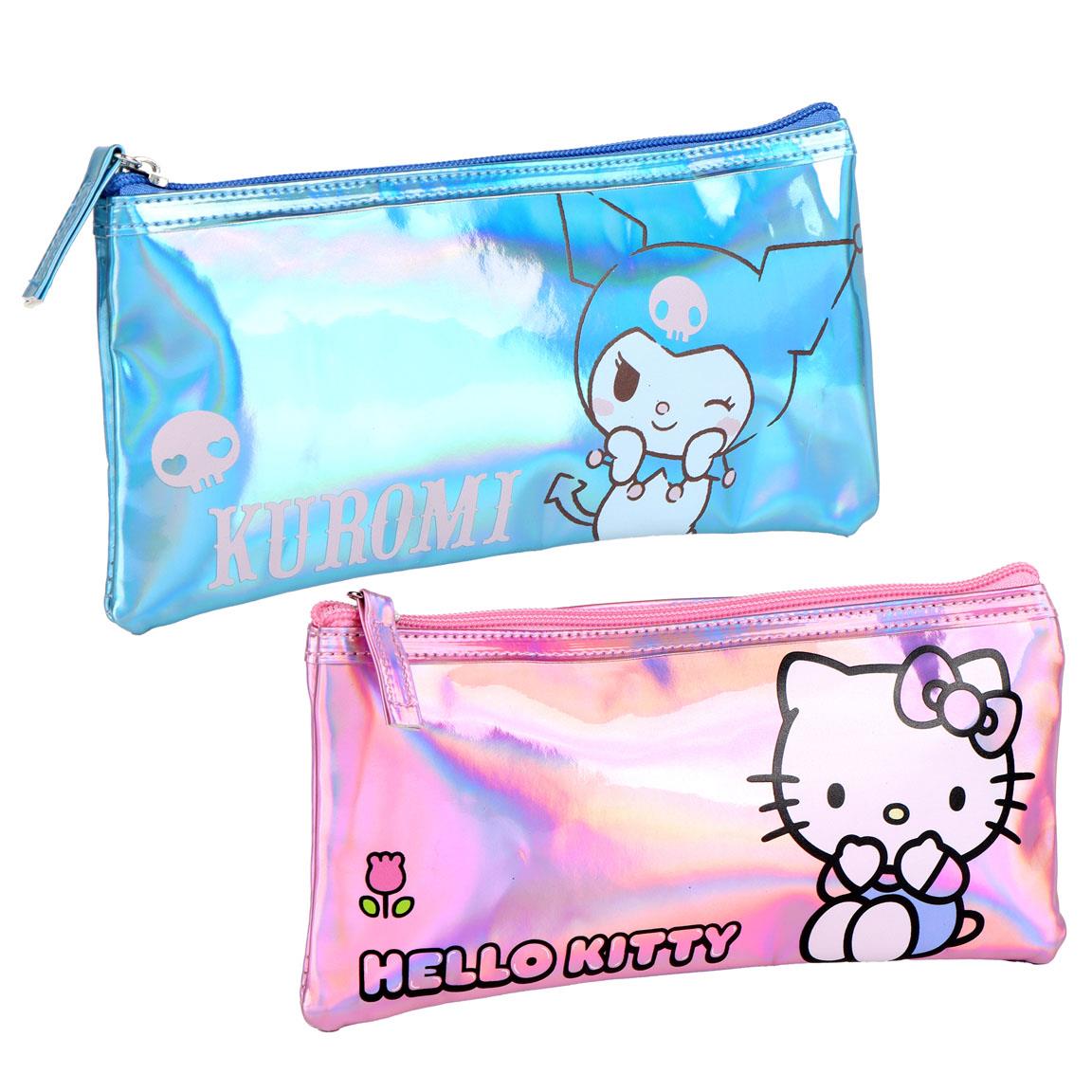 Estuche portatodo iridiscente hello kitty kuromi