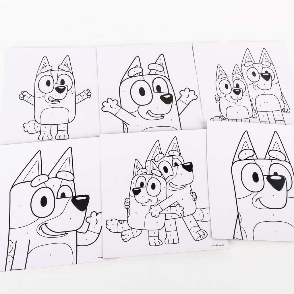 Set coloreable números bluey