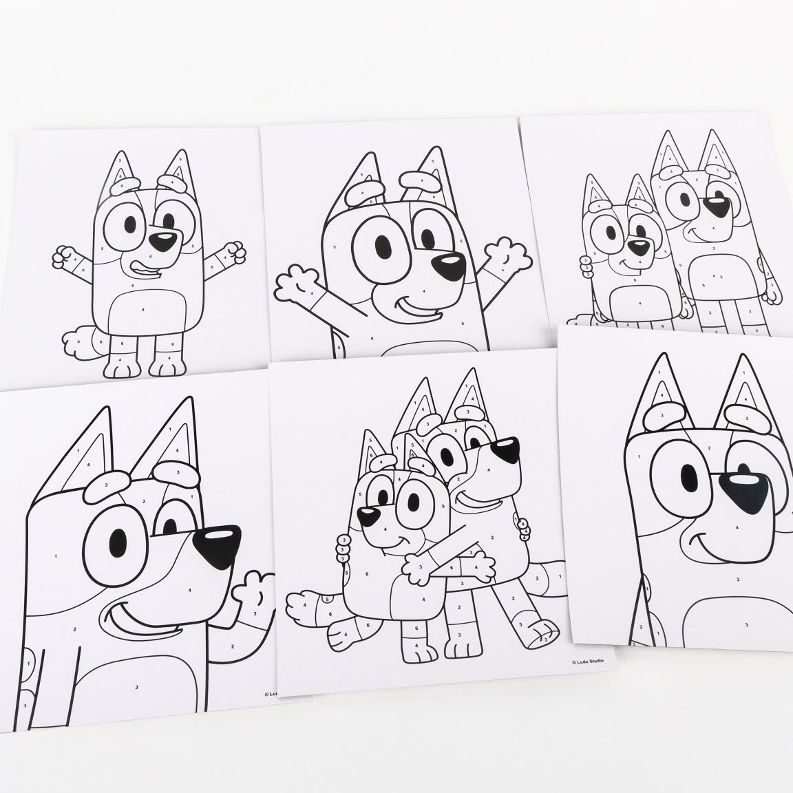 Set coloreable números bluey