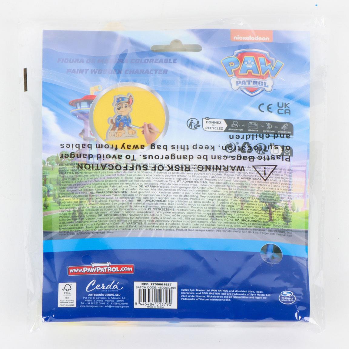 Figuras coloreables madera paw patrol