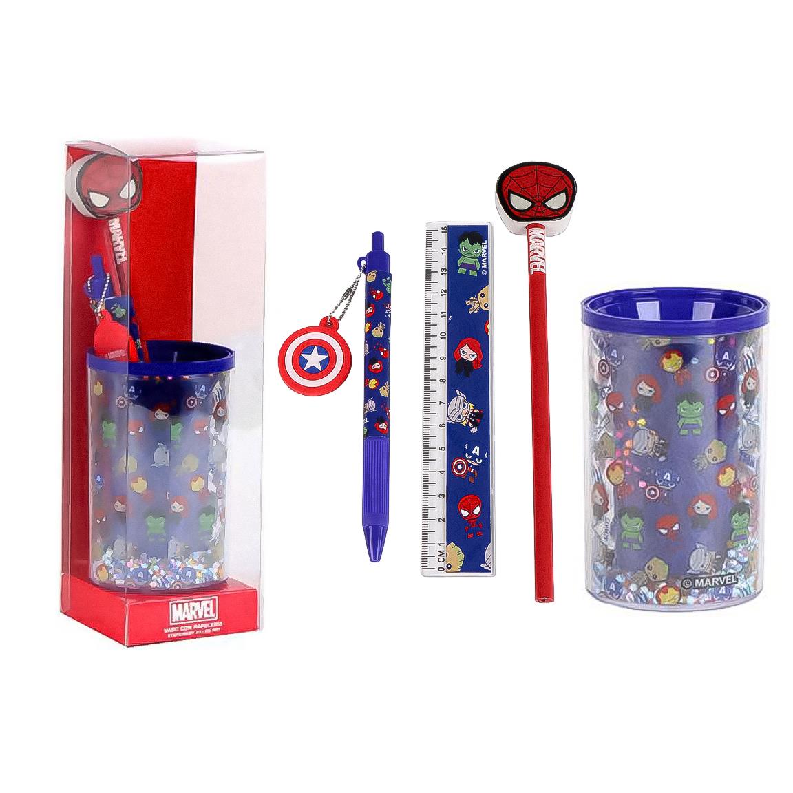 Set de papelería portalápices avengers