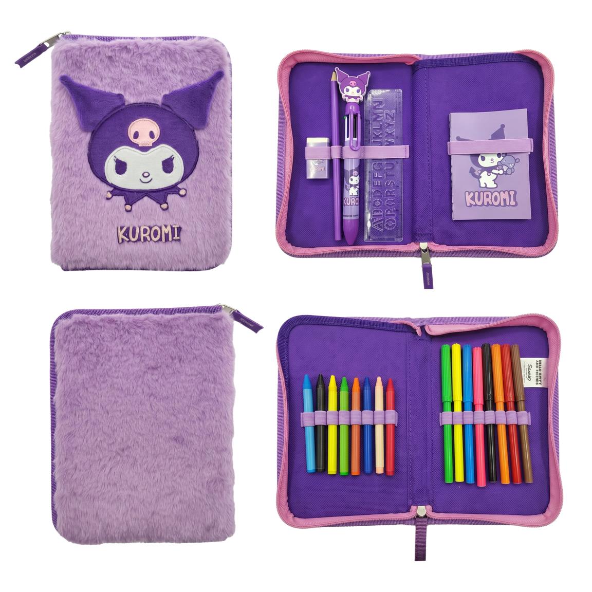 Plumier con accesorios 2 compartimentos hello kitty kuromi