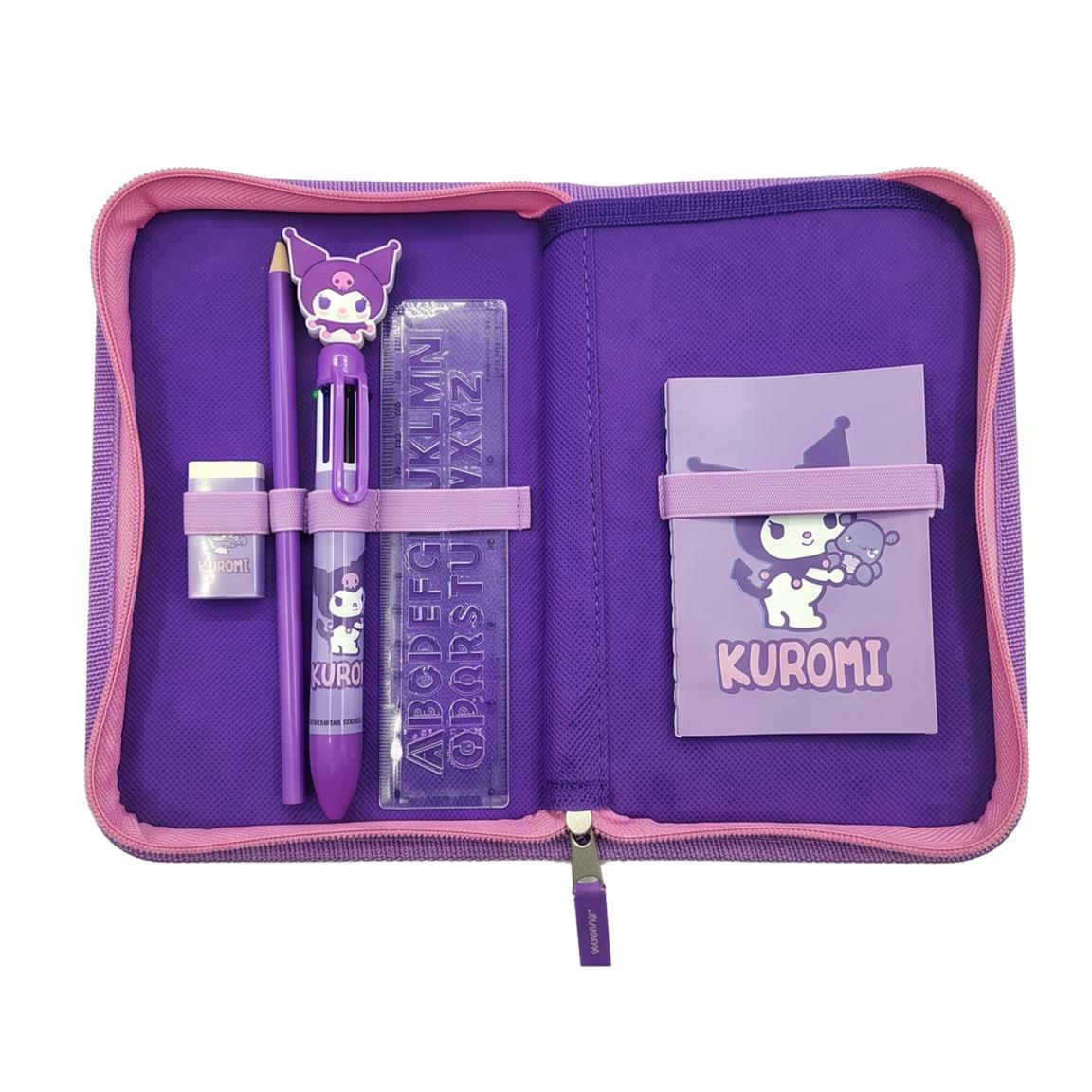 Plumier con accesorios 2 compartimentos hello kitty kuromi