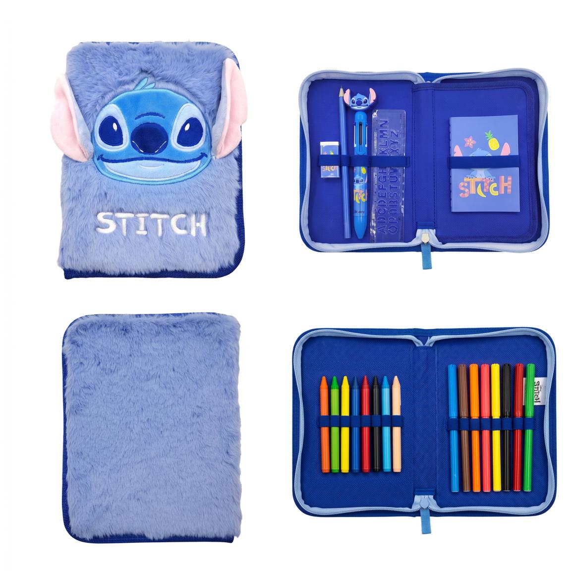 Plumier con accesorios 2 compartimentos stitch