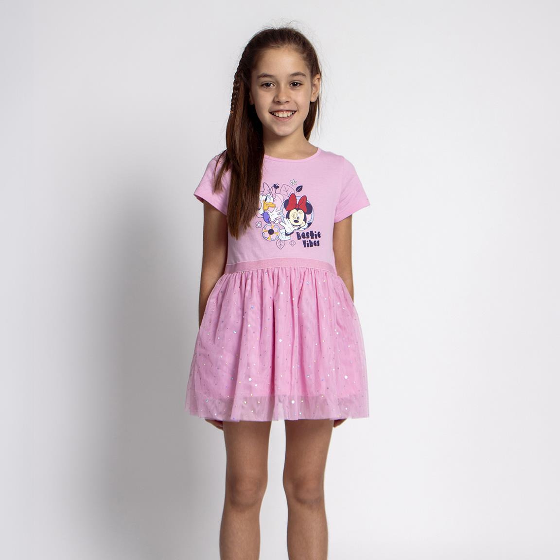 Vestido single jersey fantasia minnie