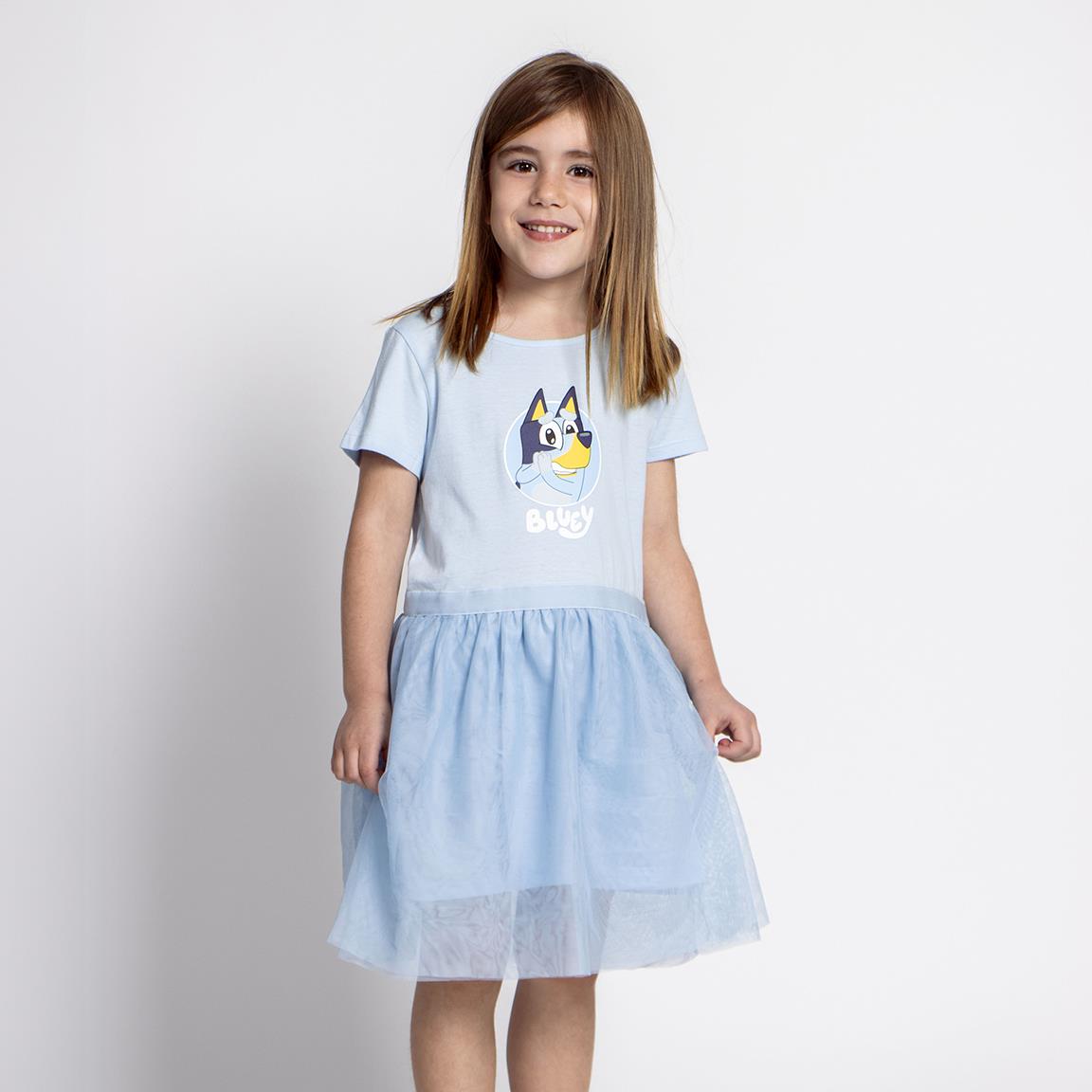 Vestido single jersey fantasia bluey