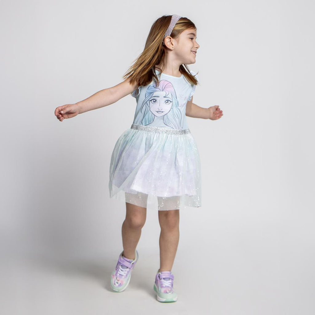 Vestido single jersey fantasia frozen