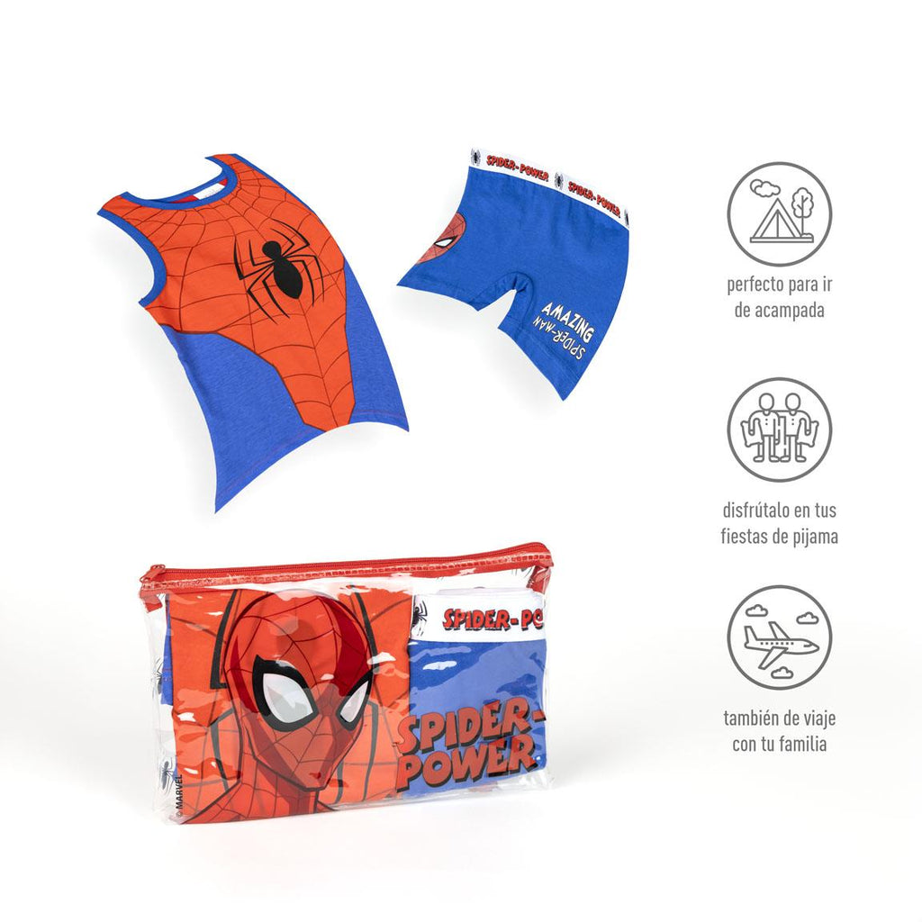 Pijama tirantes single jersey neceser spiderman